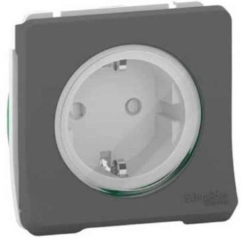 Розетка с заземлением без рамки Schneider Electric Mureva Styl 1-м. шторки IP55 антрацит картинка